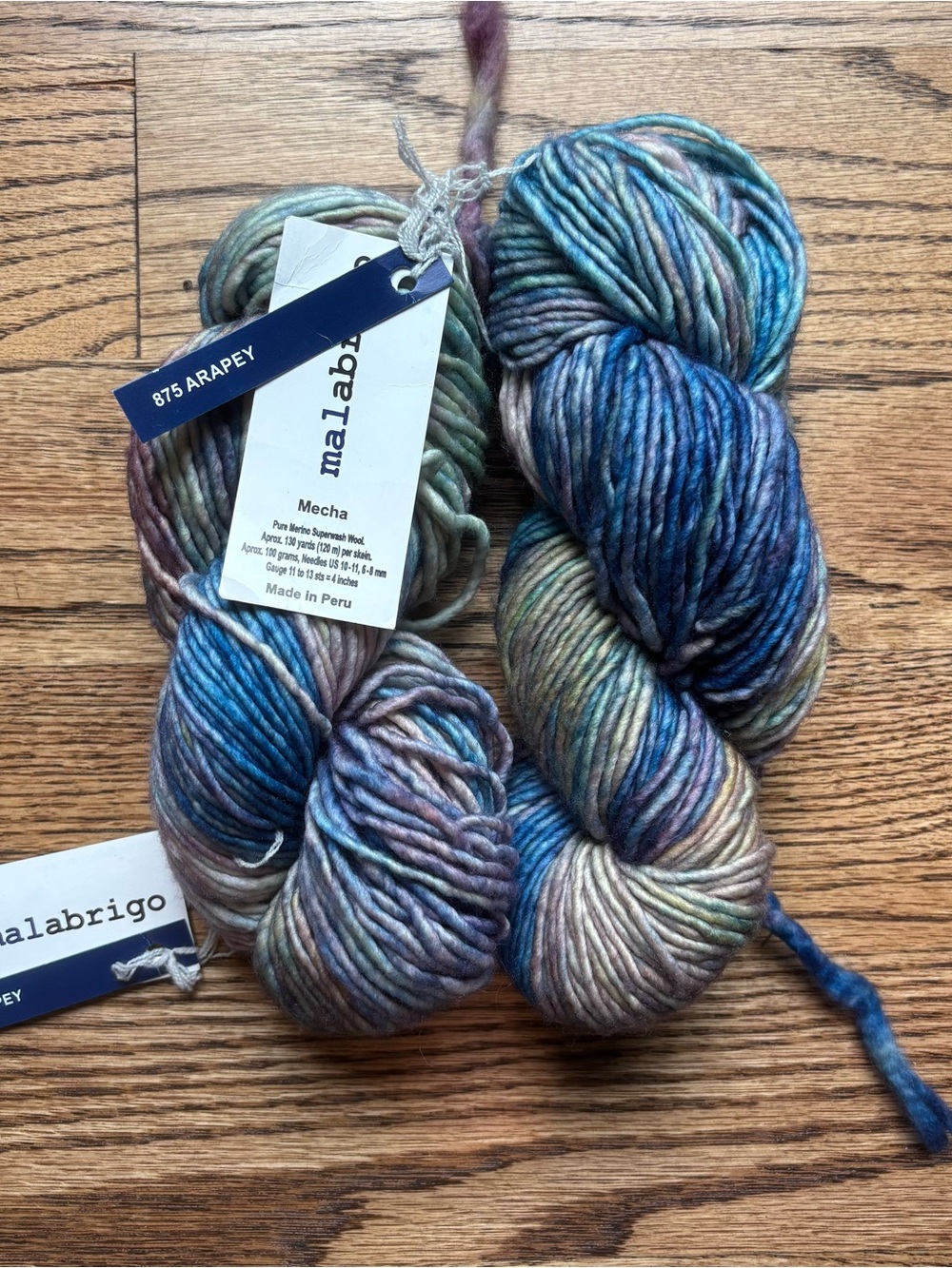 Malabrigo Yarn Lot of 2 Mecha 100% Superwash Merino Wool Arapey Single Ply Knit